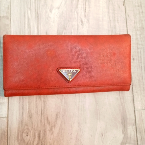 PRADA Orange plain long wallet for women - Picture 1 of 14